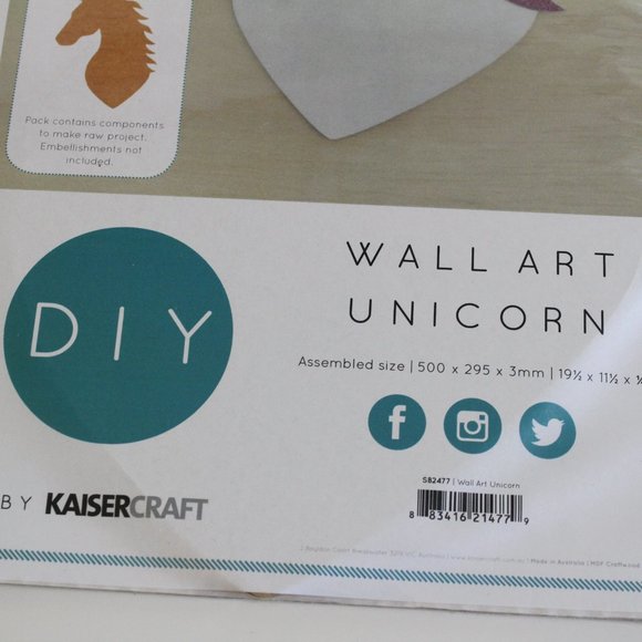 Big Unicorn Wall Hanging Art DIY Blank Wood - Picture 4 of 4